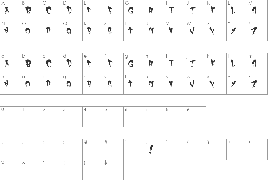NY FAT font character map preview