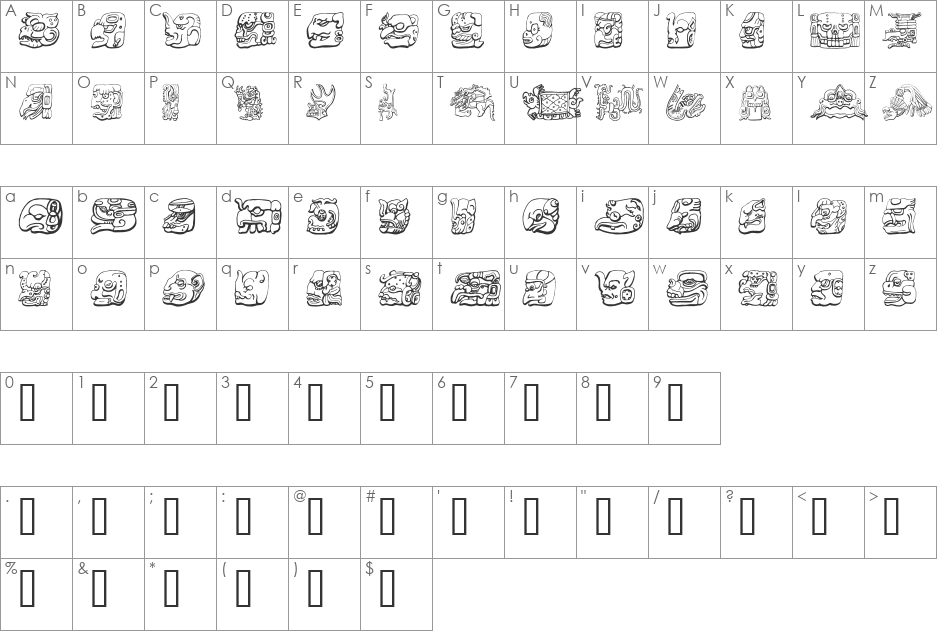 Ny Maya font character map preview