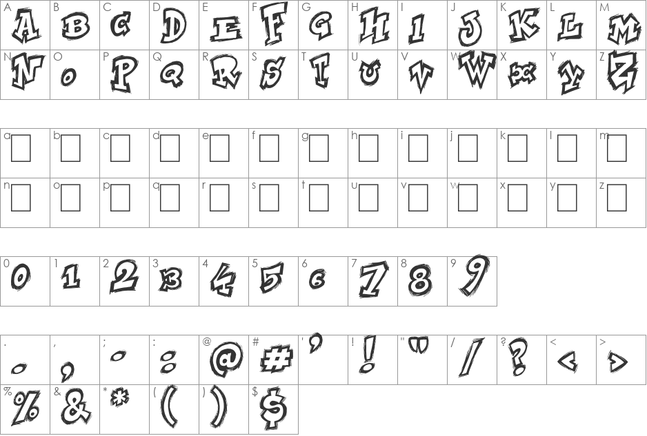 NYC ZONE 123 font character map preview