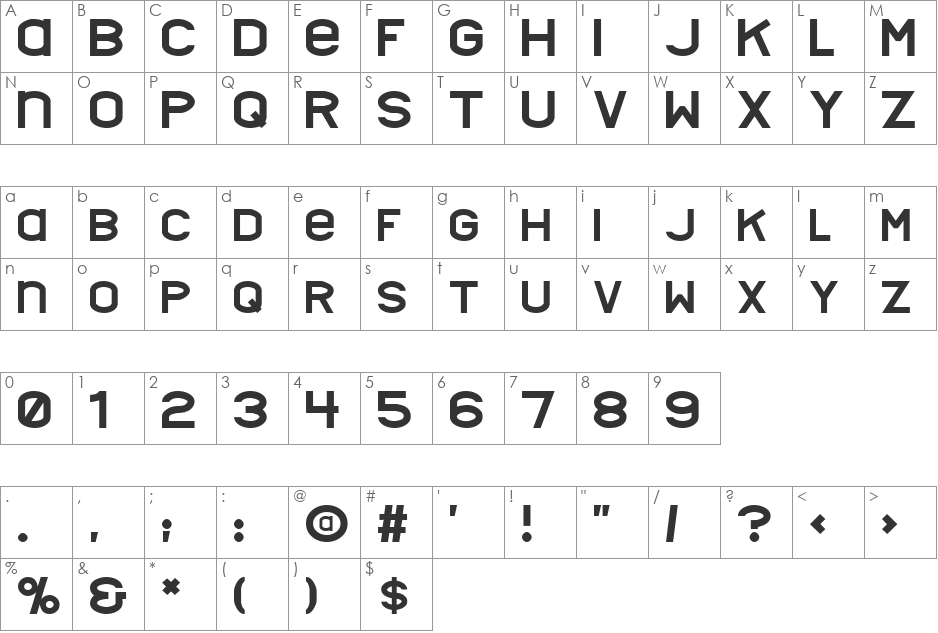 Nyctalopia font character map preview