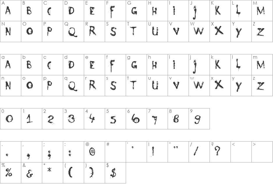 Nyctophobia font character map preview