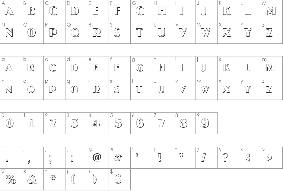 a_JasperCapsSh font character map preview