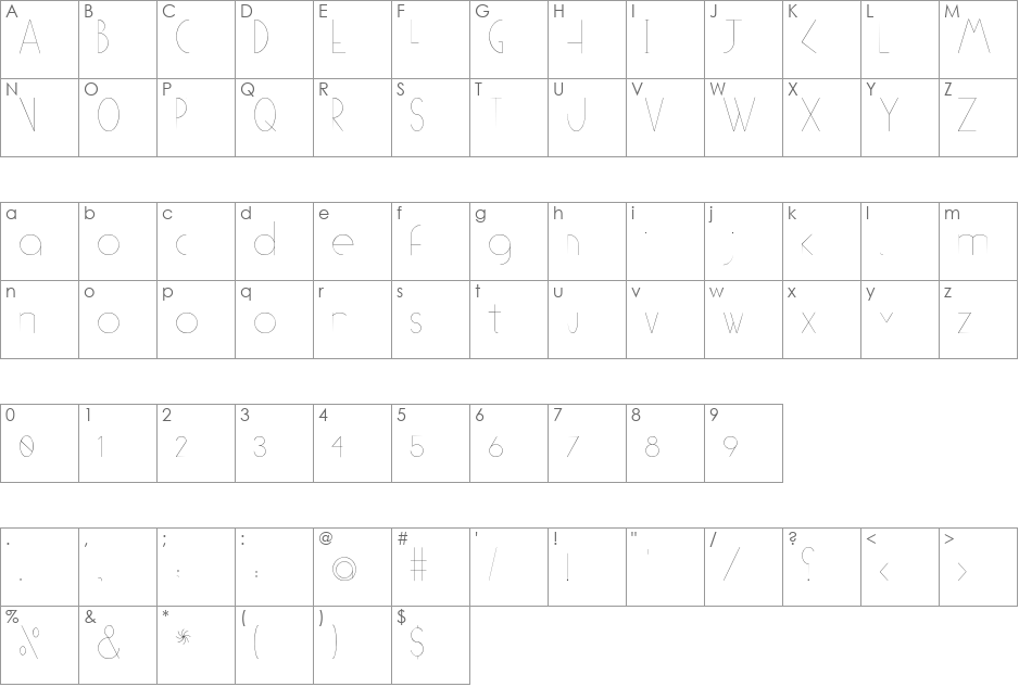 (((O))) Basic font character map preview