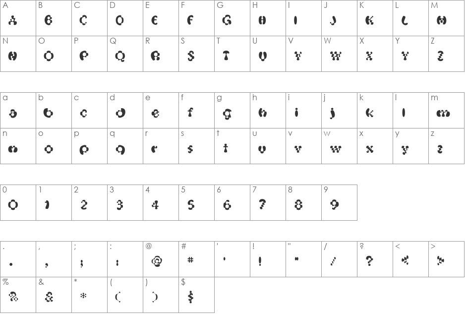 Oak-MagicMushroom font character map preview