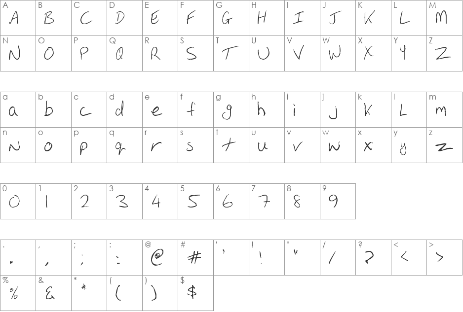 Oakhill font character map preview