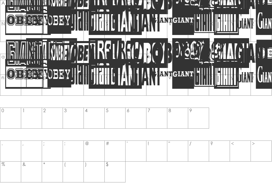 ObeyGiantPosterCondensed font character map preview