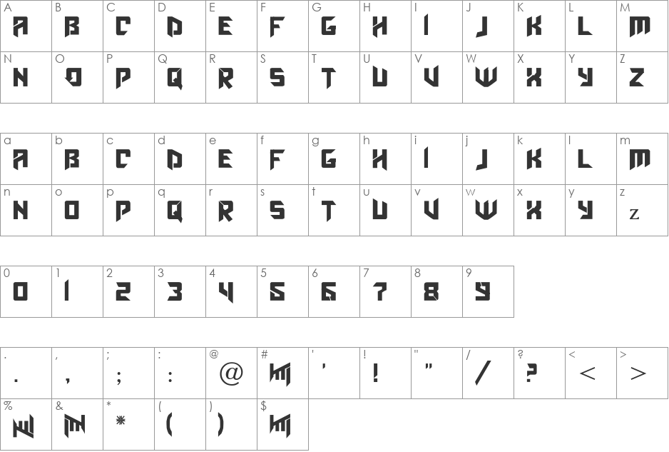 ObitaemOstrov font character map preview