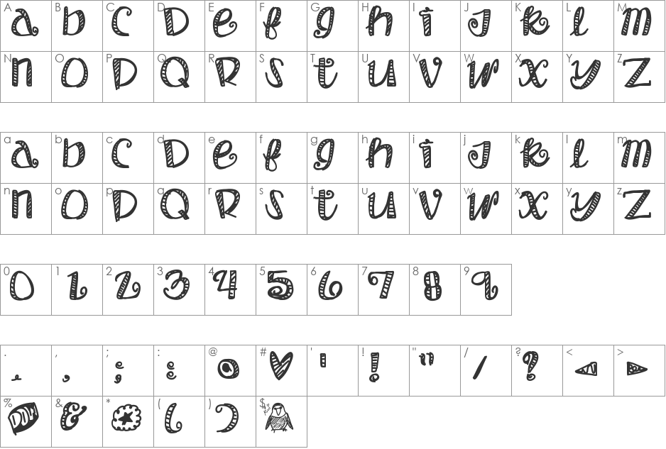 ObjectumSexuality font character map preview
