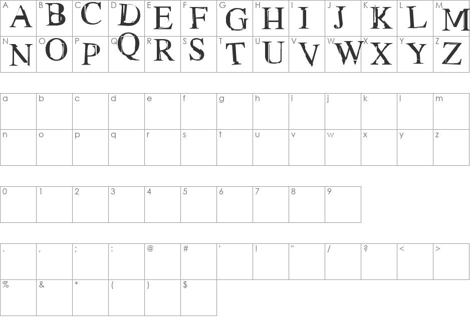 obsess font character map preview