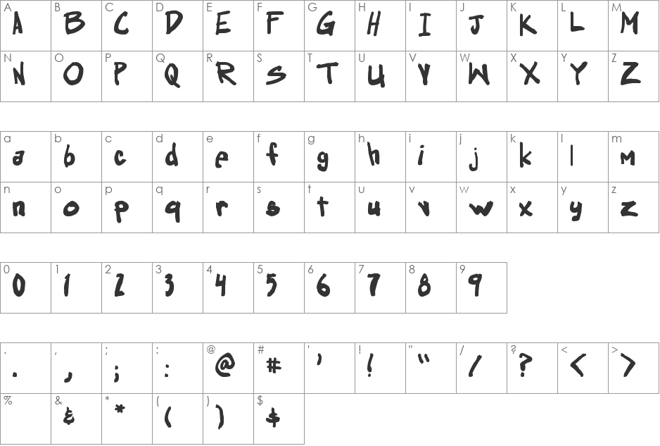 Obssessed font character map preview