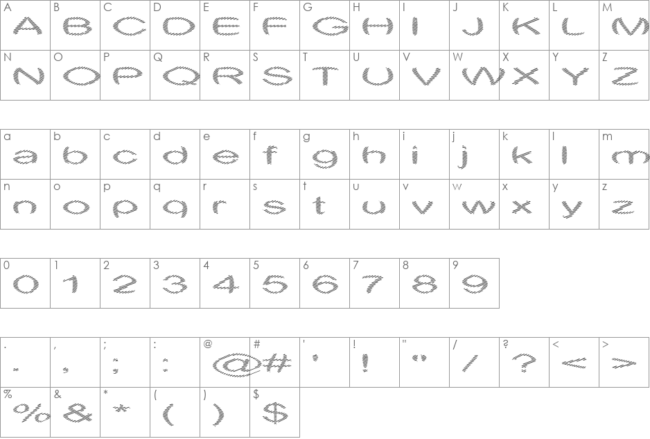 Obtuse One font character map preview