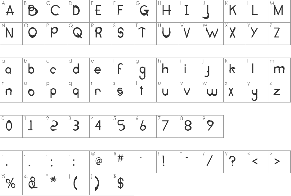 OccidentalDismount font character map preview
