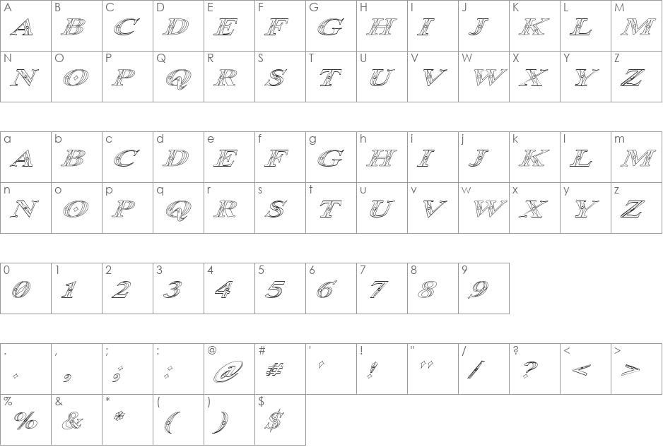 Occoluchi font character map preview