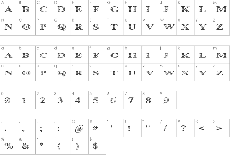 Occoluchi Minicaps font character map preview