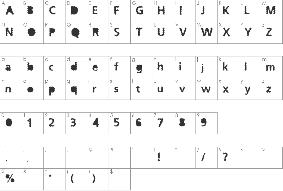 Ocean font character map preview