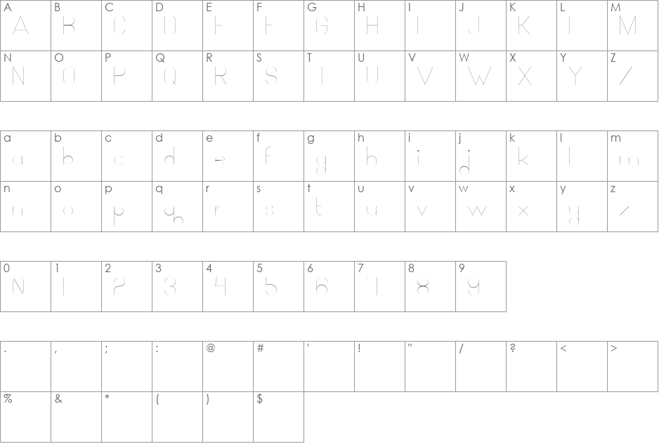 Ocho Siete font character map preview