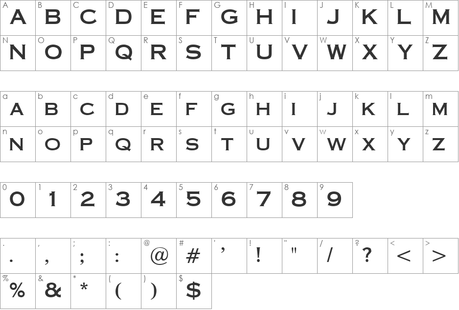 OCopperplate-Plain font character map preview