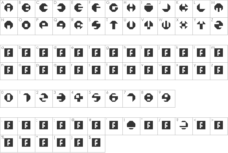 Octavian Cutter font character map preview