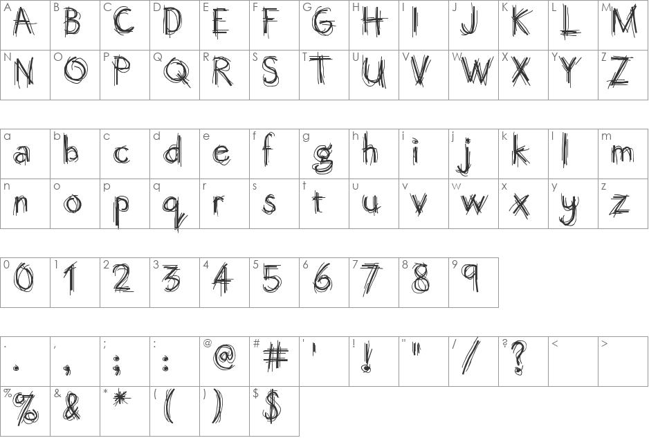 OctemberScript font character map preview