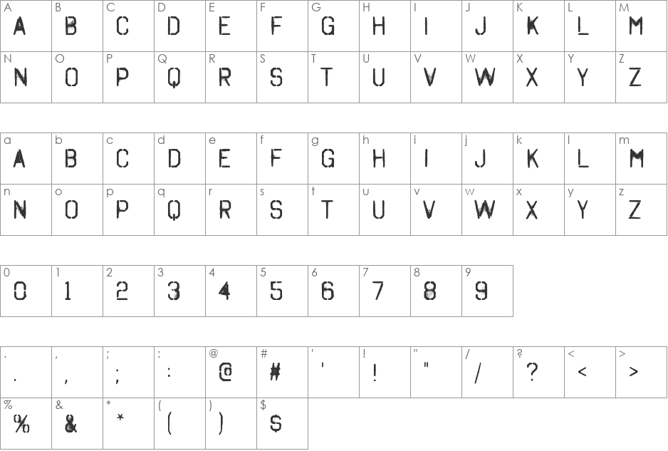 Octin Spraypaint font character map preview