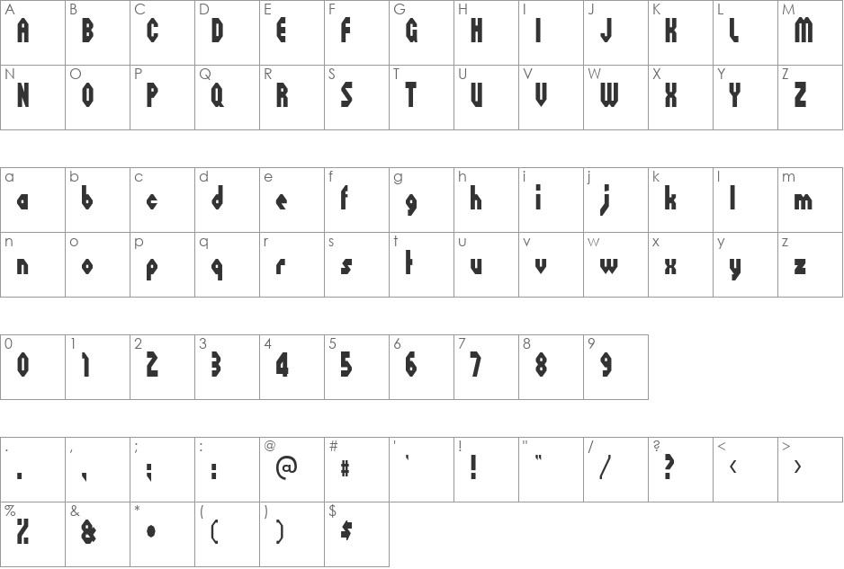 Octoville font character map preview