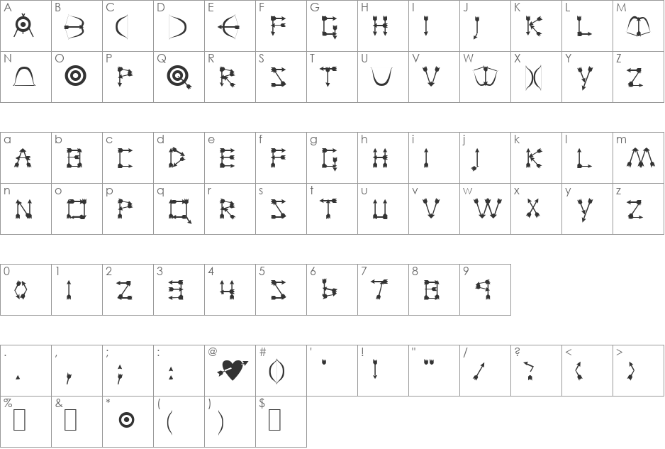 Oddity 1 font character map preview