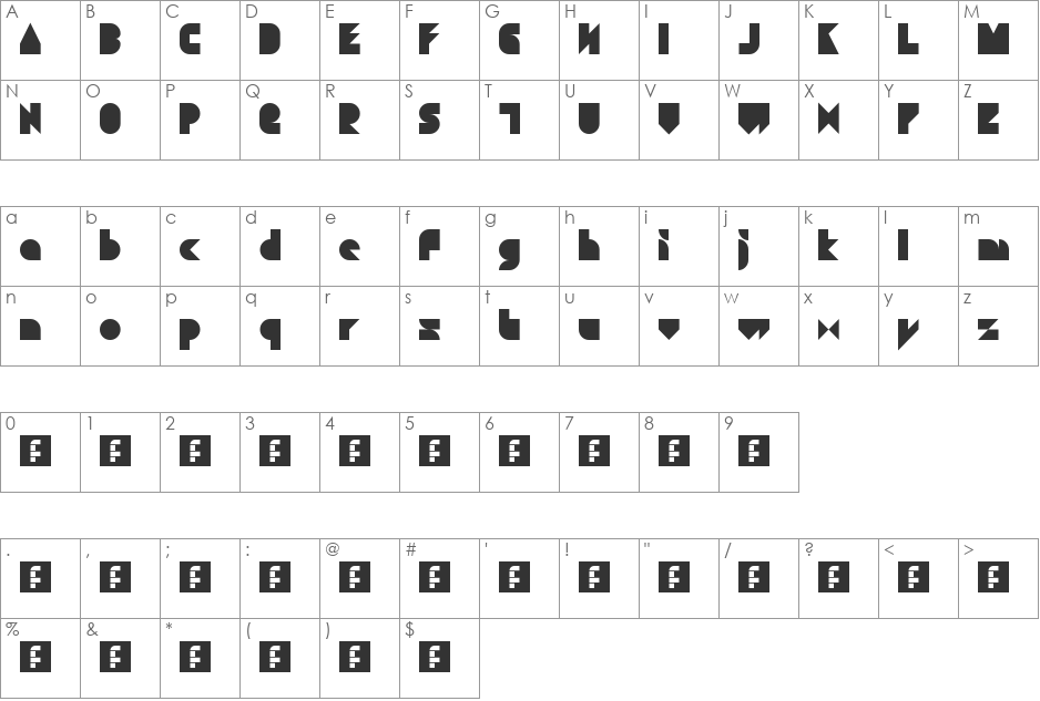 odds and ends font character map preview