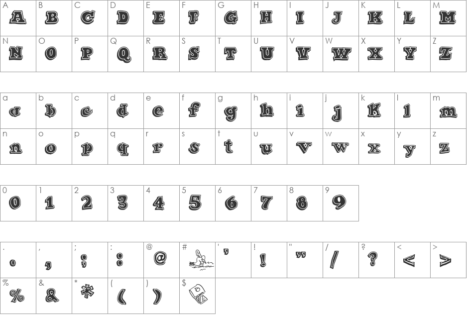 Ode 2 Paste Up Heavy font character map preview