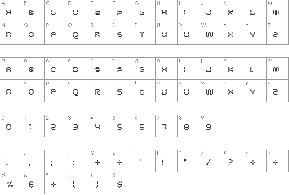Odysseus font character map preview