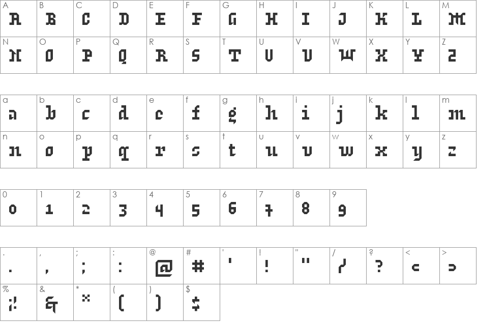 Oekaf Slab font character map preview