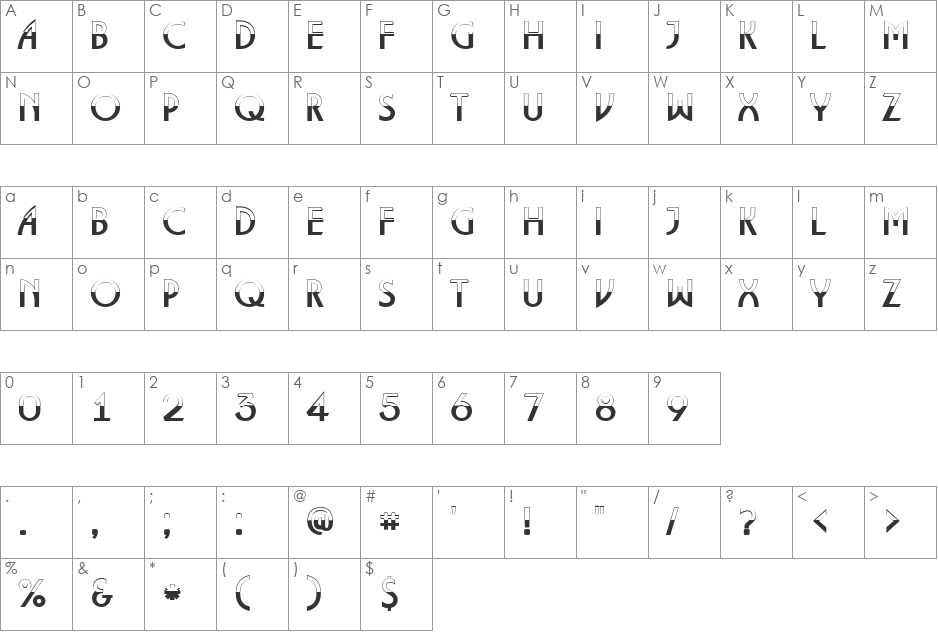 a_LancetB&W font character map preview