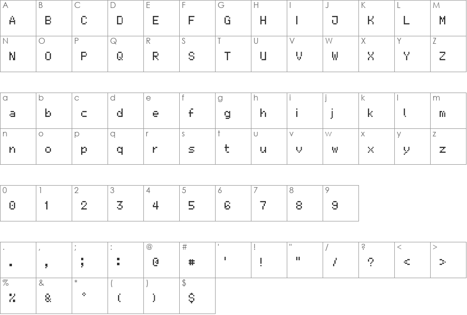 offf font character map preview