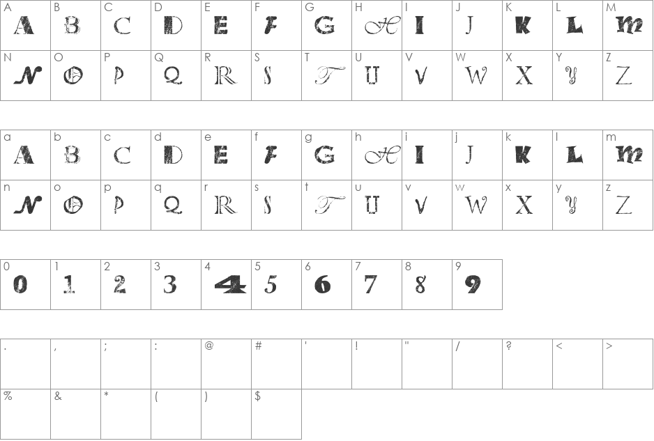 Office Junk font character map preview