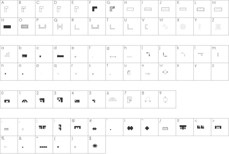 OfficePlanning font character map preview