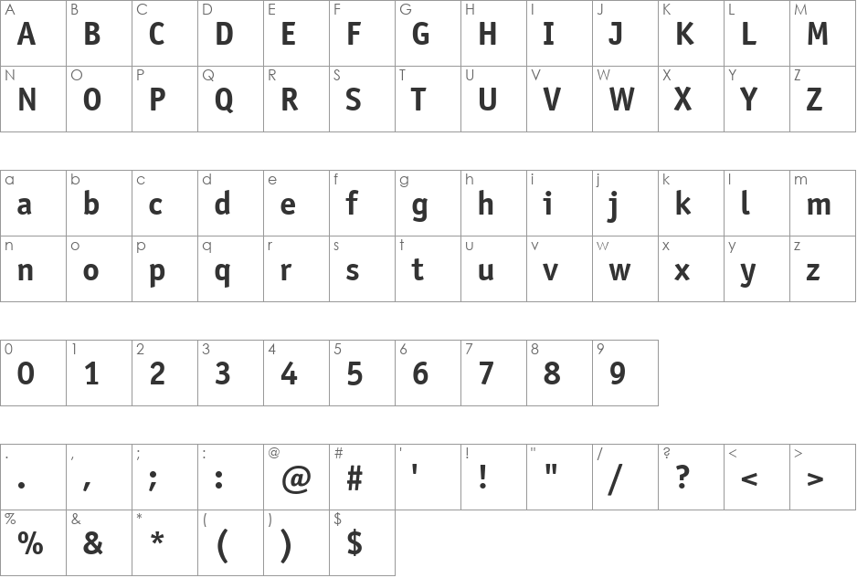 OfficinaSansWinCTT font character map preview