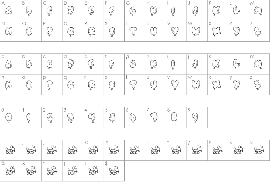 Oh Balloney font character map preview