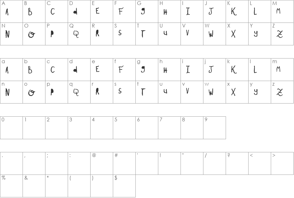 Oh My Oh La La Yeah font character map preview