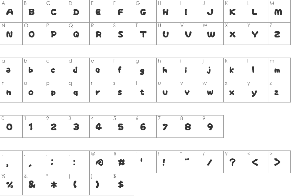 OkonomiAlphabet font character map preview