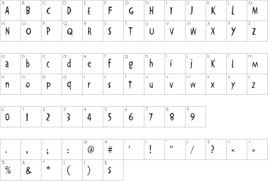 OkrienHmk font character map preview