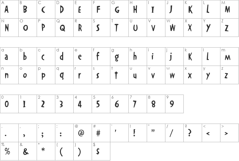 OkrienHmkBold font character map preview