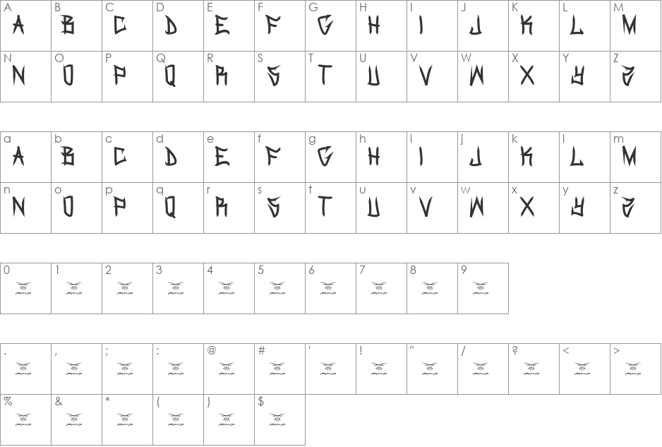 Ol Skool font character map preview