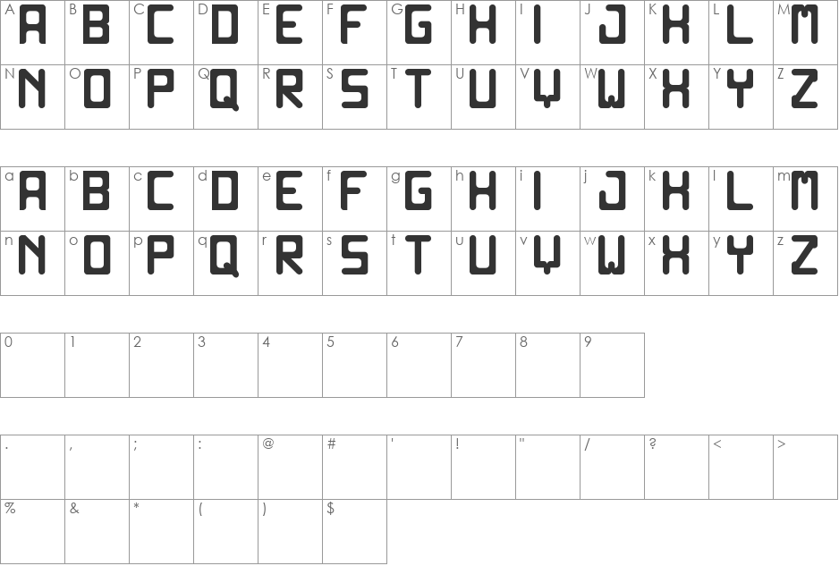 Old computer St font character map preview