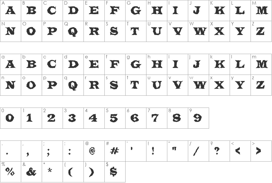 a_LatinoTitulBr font character map preview