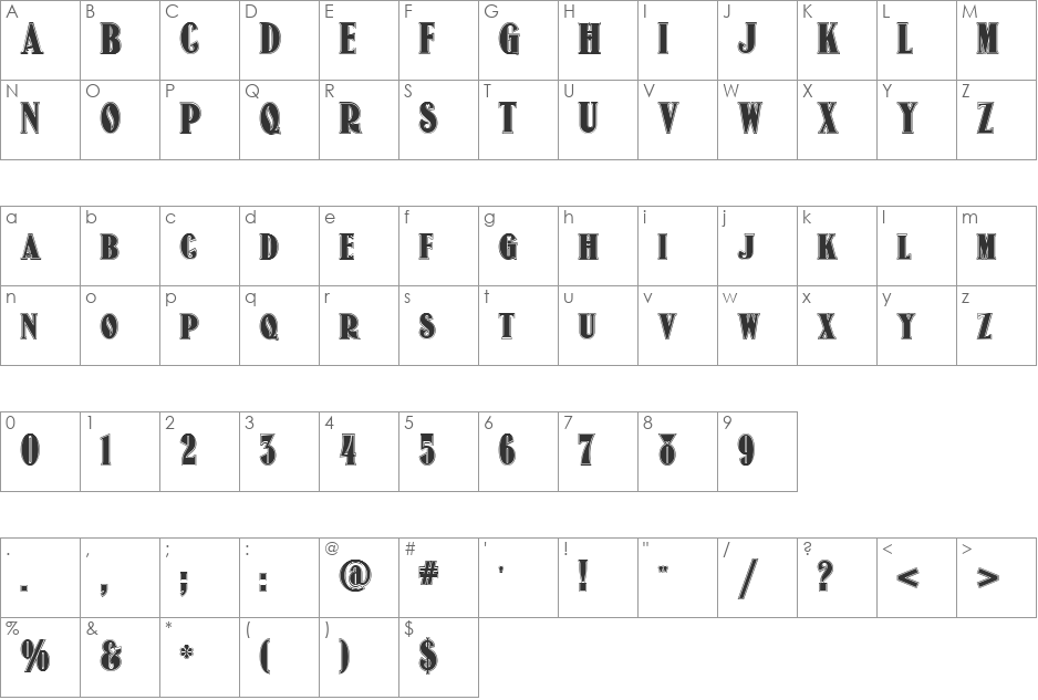 Old Gate Lane NF font character map preview