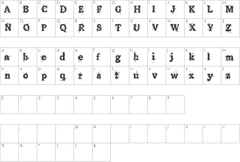 Old printing press_FREE-version font character map preview