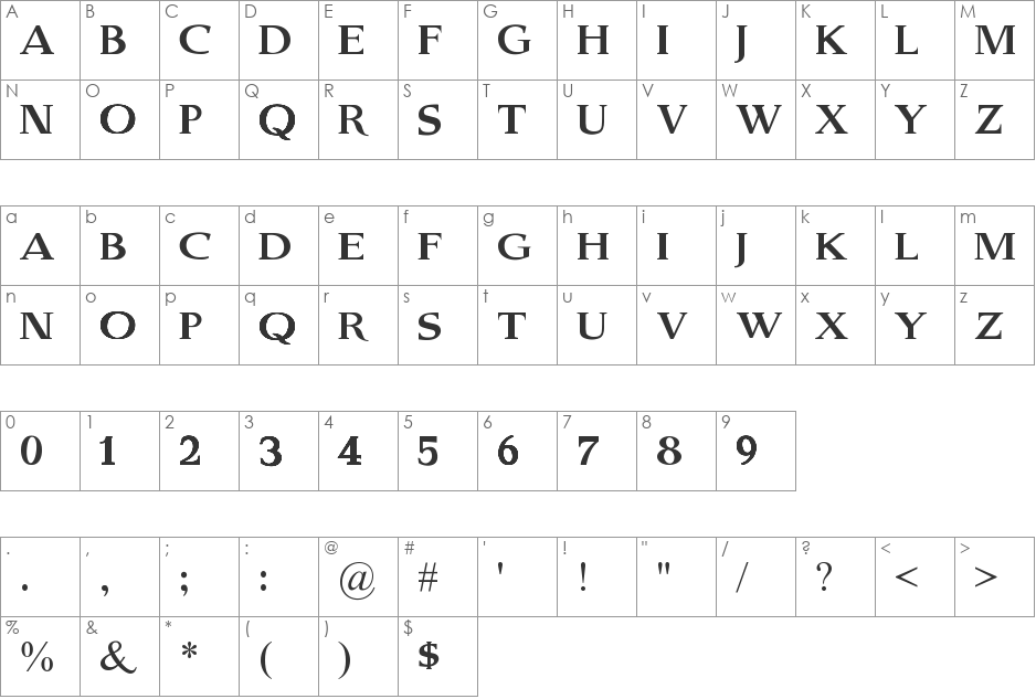 Old Serif Gut font character map preview
