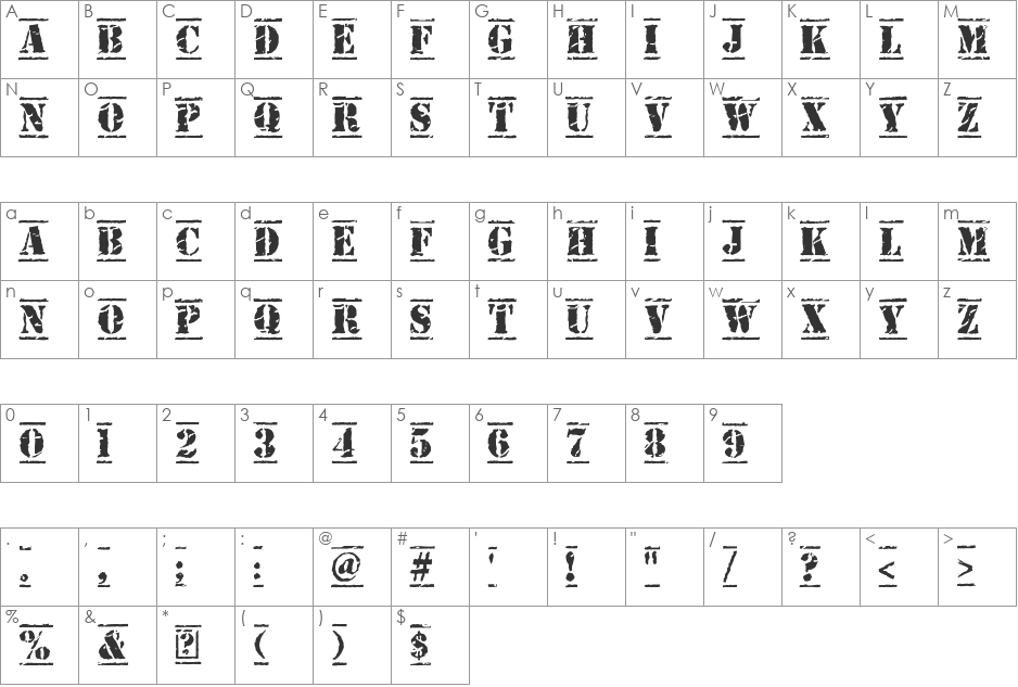 Old Stamper font character map preview
