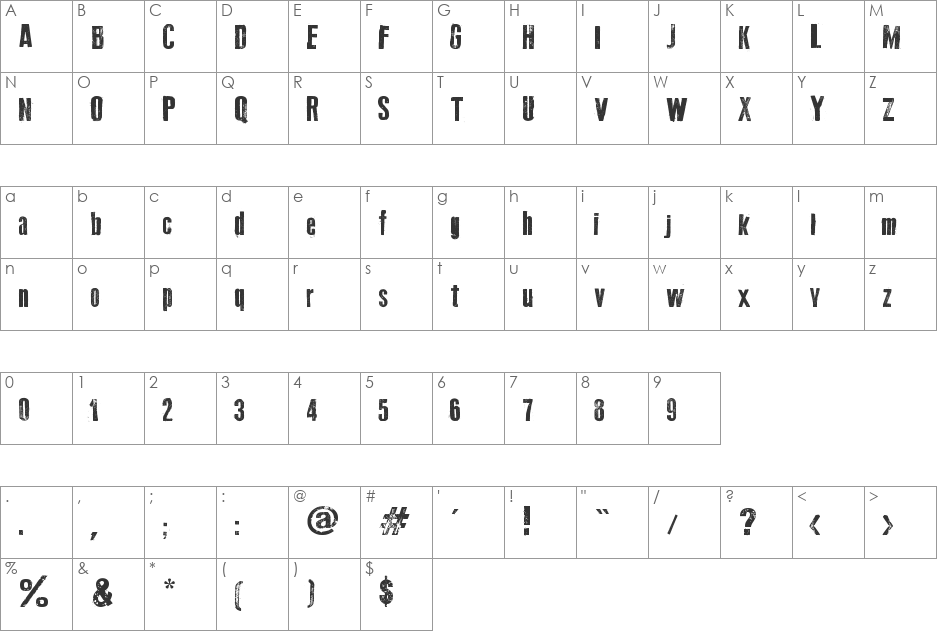 Old Typography font character map preview