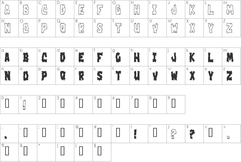 Old Wood font character map preview