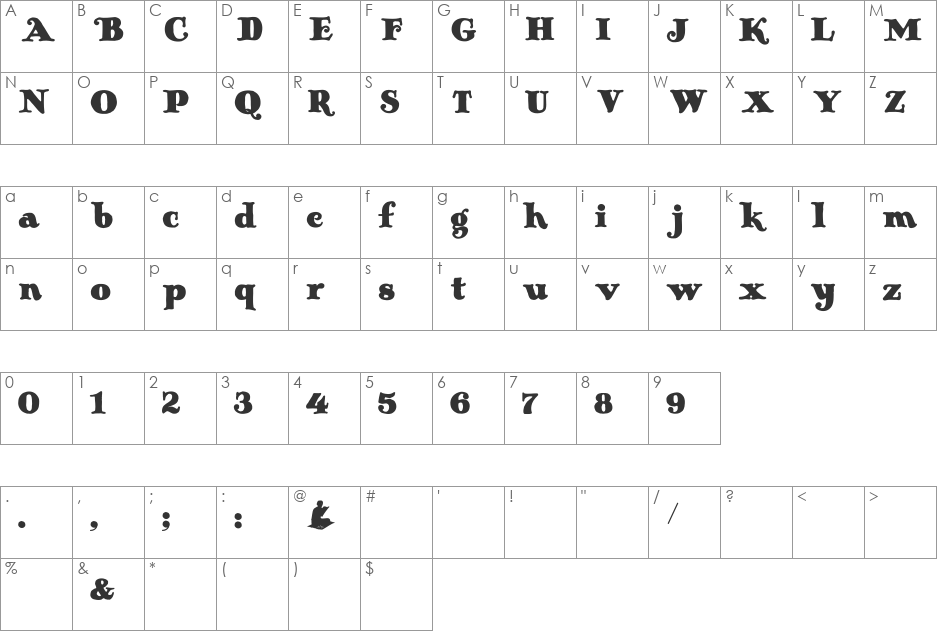 OldAntique font character map preview